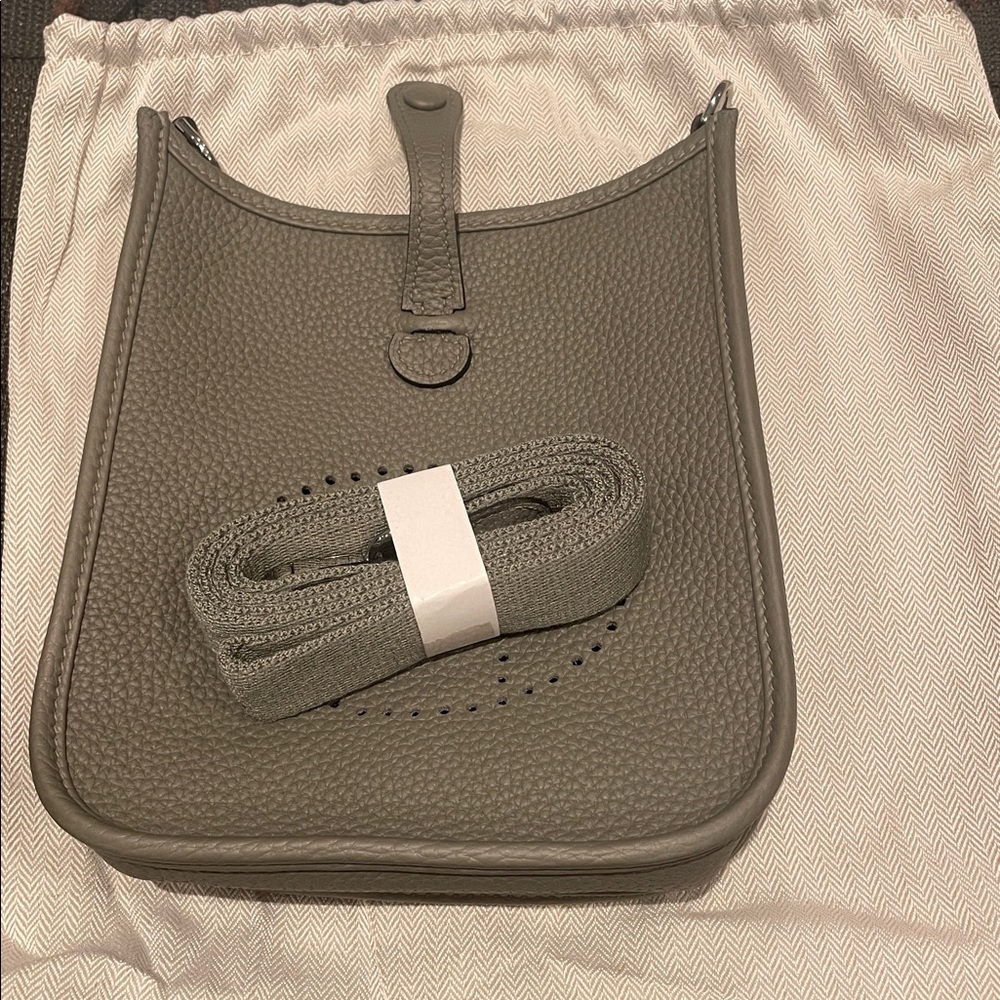 Mini Real Leather Shoulder/Crossbody Bag in Grey
